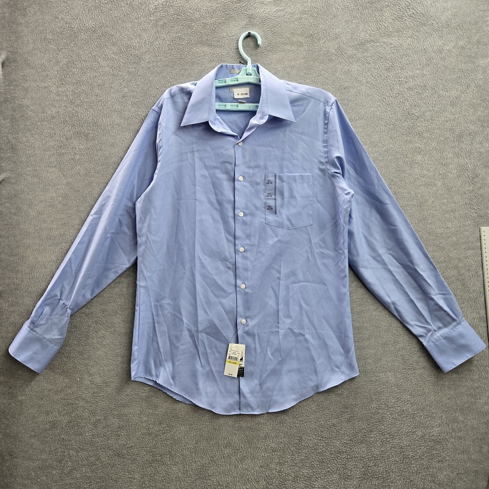 Van Heusen Men Button Up Shirt 15.5 34/35 Blue Long Sleeve NWT